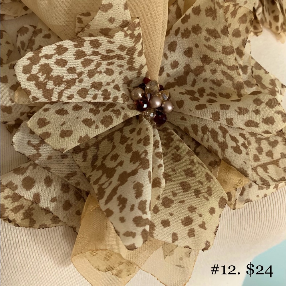 Animal print Flower pin, brooch, bohemian